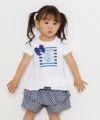 ベビー服 女の子 ベビーサイズリボン＆フリル付きマリンプリントTシャツ オフホワイト(11) モデル画像3