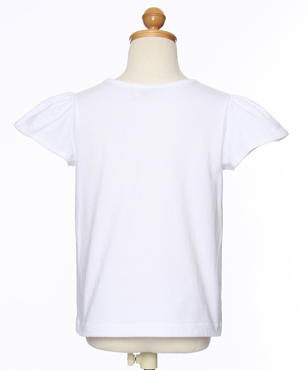 子供服 女の子 綿100％ストライプリボン帽子モチーフプリントTシャツ オフホワイト(11) トルソー背面