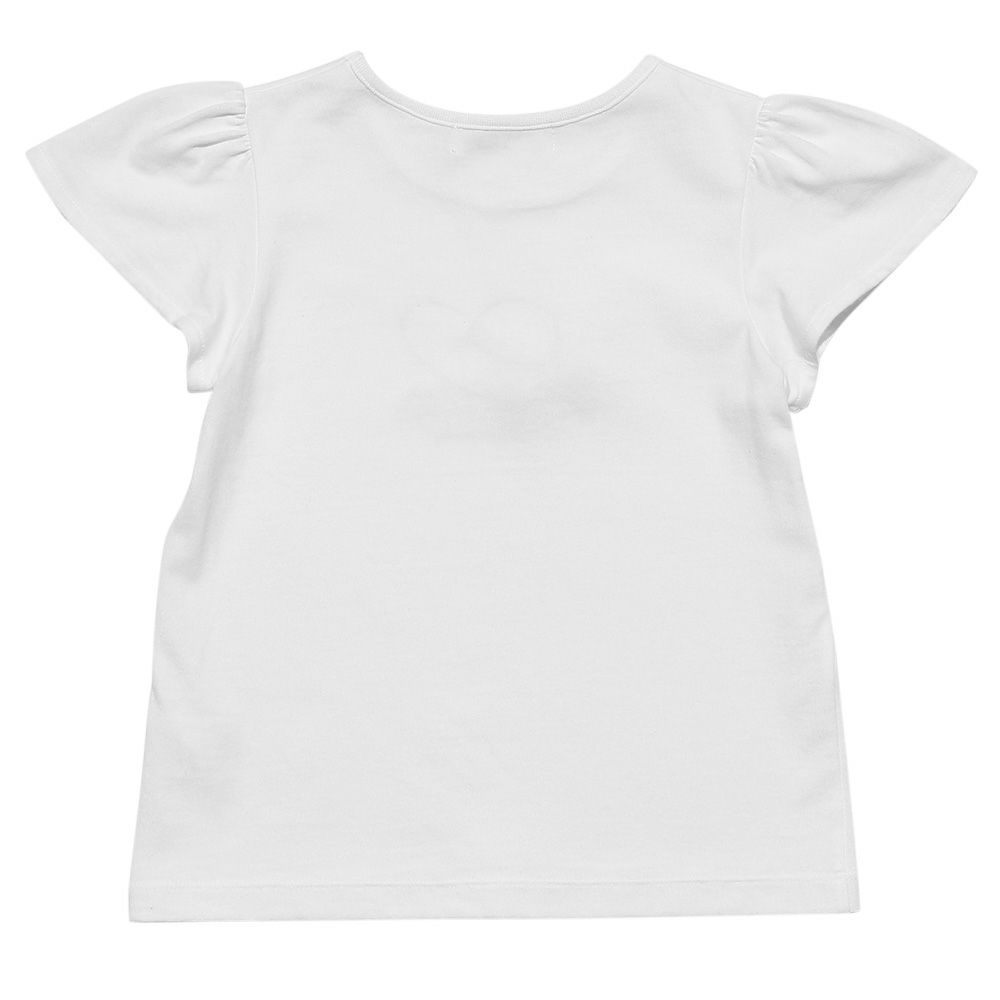 子供服 女の子 綿100％ストライプリボン帽子モチーフプリントTシャツ オフホワイト(11) 背面