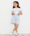 子供服 女の子 綿100％ストライプリボン帽子モチーフプリントTシャツ オフホワイト(11) モデル画像全身