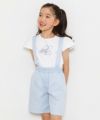 子供服 女の子 綿100％ストライプリボン帽子モチーフプリントTシャツ オフホワイト(11) モデル画像4