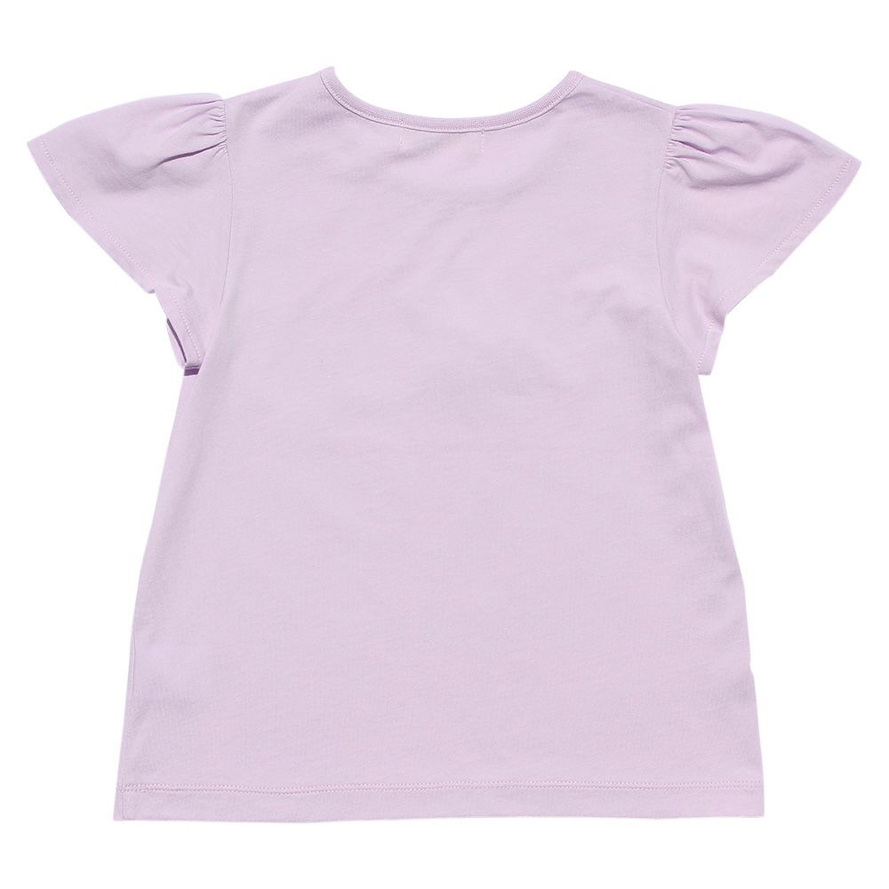 子供服 女の子 綿100％ストライプリボン帽子モチーフプリントTシャツ パープル(91) 背面