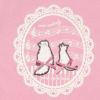 子供服 女の子 綿100％ネコアップリケレース＆音符プリントTシャツ ピンク(02) デザインポイント1