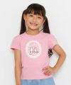 子供服 女の子 綿100％ネコアップリケレース＆音符プリントTシャツ ピンク(02) モデル画像アップ