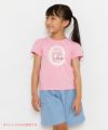 子供服 女の子 綿100％ネコアップリケレース＆音符プリントTシャツ ピンク(02) モデル画像1