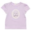 子供服 女の子 綿100％ネコアップリケレース＆音符プリントTシャツ パープル(91) 正面
