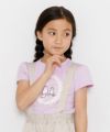 子供服 女の子 綿100％ネコアップリケレース＆音符プリントTシャツ パープル(91) モデル画像3