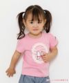 ベビー服 女の子 ベビーサイズ綿100％ネコアップリケつきTシャツ ピンク(02) モデル画像1