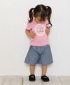 ベビー服 女の子 ベビーサイズ綿100％ネコアップリケつきTシャツ ピンク(02) モデル画像2
