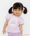 ベビー服 女の子 ベビーサイズ綿100％ネコアップリケつきTシャツ パープル(91) モデル画像アップ