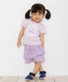 ベビー服 女の子 ベビーサイズ綿100％ネコアップリケつきTシャツ パープル(91) モデル画像全身