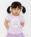 ベビー服 女の子 ベビーサイズ綿100％ネコアップリケつきTシャツ パープル(91) モデル画像1