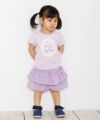 ベビー服 女の子 ベビーサイズ綿100％ネコアップリケつきTシャツ パープル(91) モデル画像2