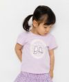 ベビー服 女の子 ベビーサイズ綿100％ネコアップリケつきTシャツ パープル(91) モデル画像3