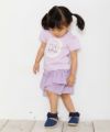 ベビー服 女の子 ベビーサイズ綿100％ネコアップリケつきTシャツ パープル(91) モデル画像4