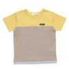 子供服 男の子 バイカラー切替えロゴワッペン付きTシャツ イエロー(04) 正面