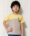 子供服 男の子 バイカラー切替えロゴワッペン付きTシャツ イエロー(04) モデル画像アップ