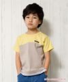 子供服 男の子 バイカラー切替えロゴワッペン付きTシャツ イエロー(04) モデル画像1