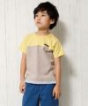 子供服 男の子 バイカラー切替えロゴワッペン付きTシャツ イエロー(04) モデル画像3