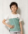 子供服 男の子 バイカラー切替えロゴワッペン付きTシャツ アイボリー(12) モデル画像アップ