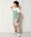 子供服 男の子 バイカラー切替えロゴワッペン付きTシャツ アイボリー(12) モデル画像2