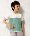 子供服 男の子 バイカラー切替えロゴワッペン付きTシャツ アイボリー(12) モデル画像3