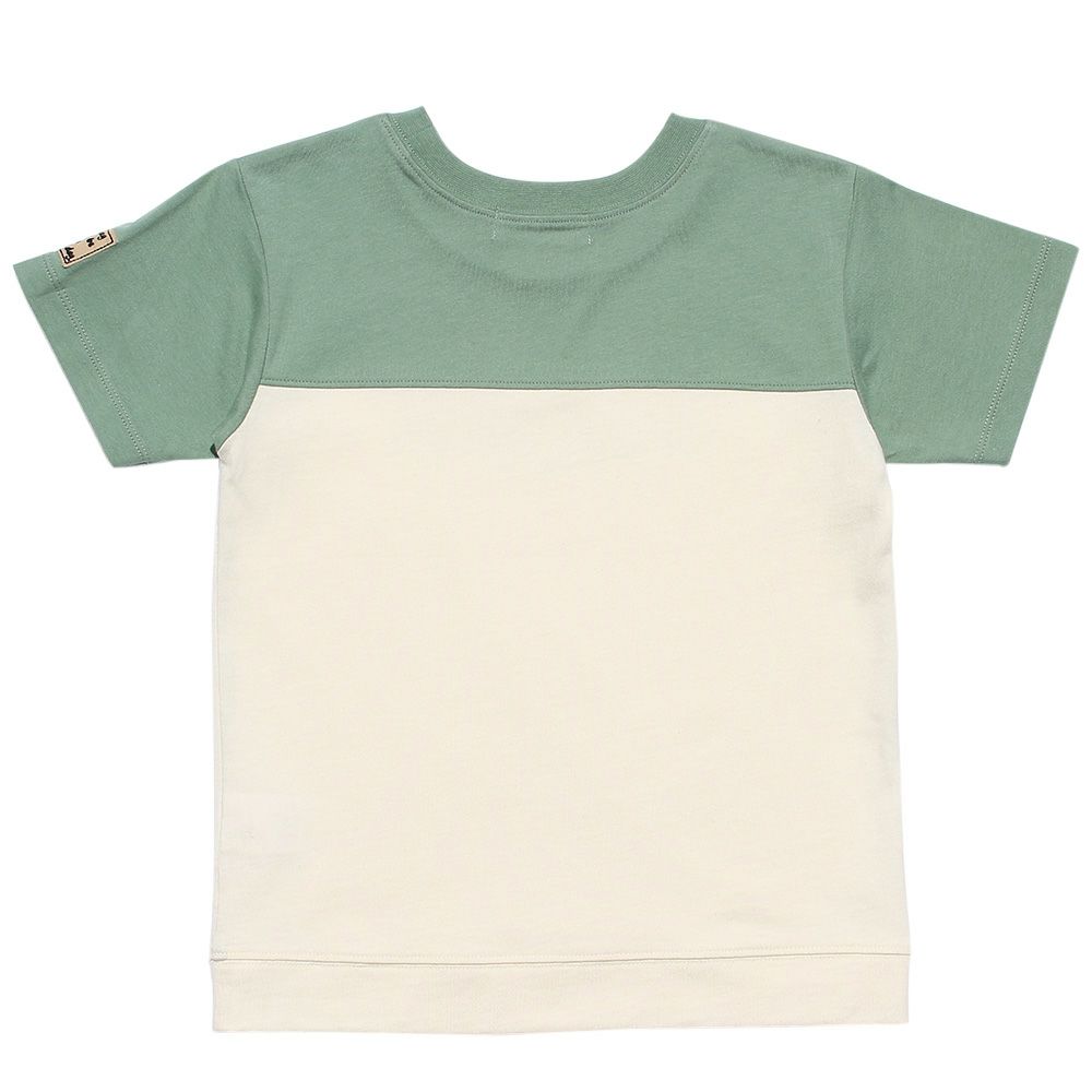 子供服 男の子 綿100％ロゴプリントTシャツ グリーン(08) 背面
