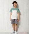 子供服 男の子 綿100％ロゴプリントTシャツ グリーン(08) モデル画像全身