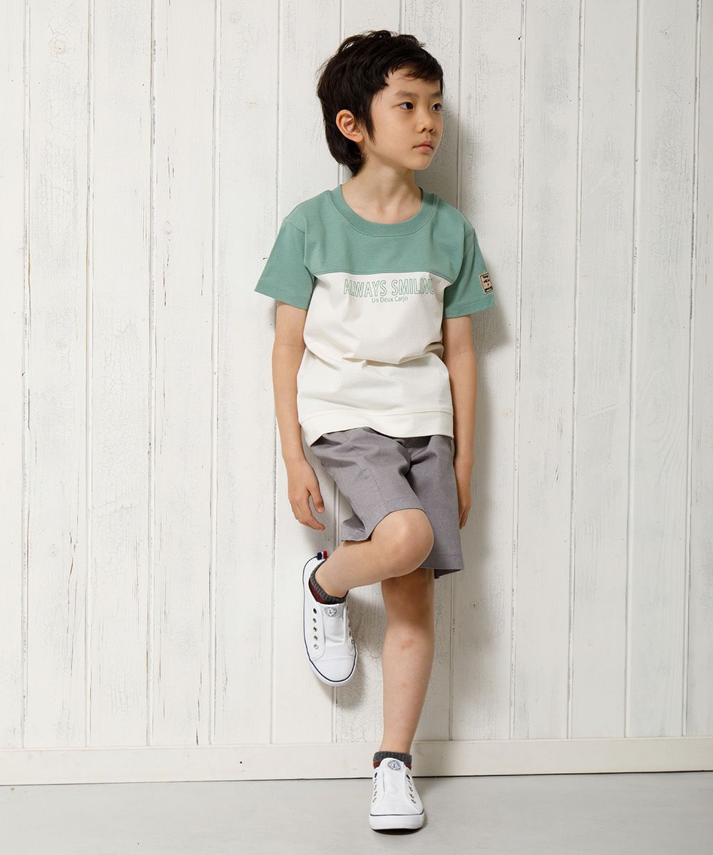子供服 男の子 綿100％ロゴプリントTシャツ グリーン(08) モデル画像2