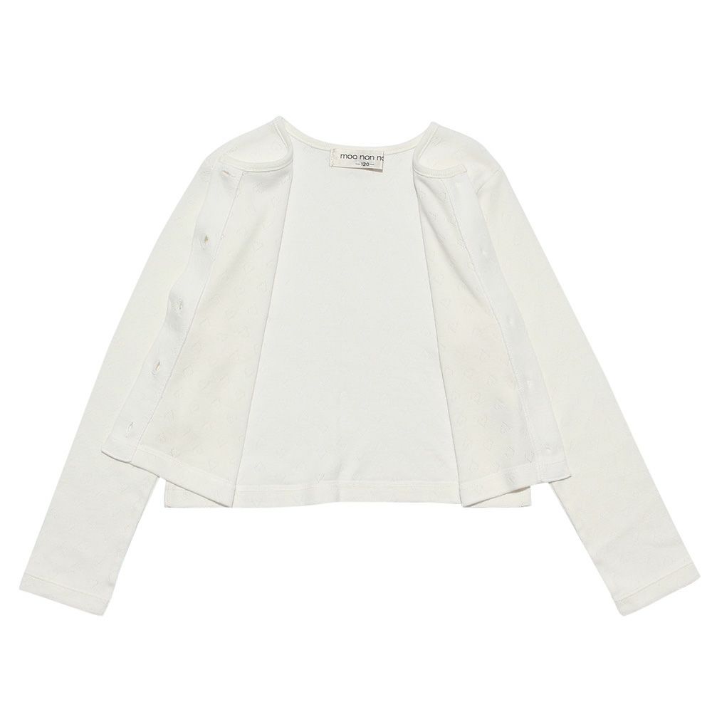 子供服 女の子 綿100％ハート柄カーディガン オフホワイト(11) デザインポイント1