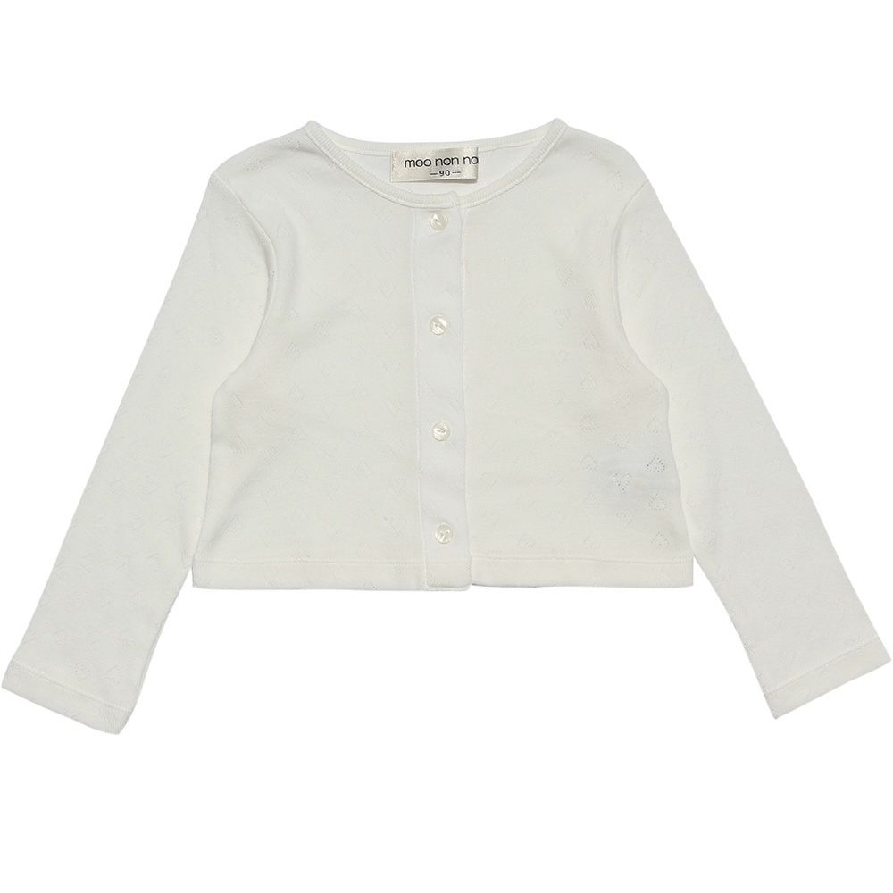 ベビー服 女の子 ベビーサイズ綿100％ハート柄カーディガン オフホワイト(11) 正面