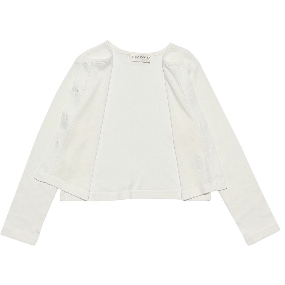 ベビー服 女の子 ベビーサイズ綿100％ハート柄カーディガン オフホワイト(11) デザインポイント1