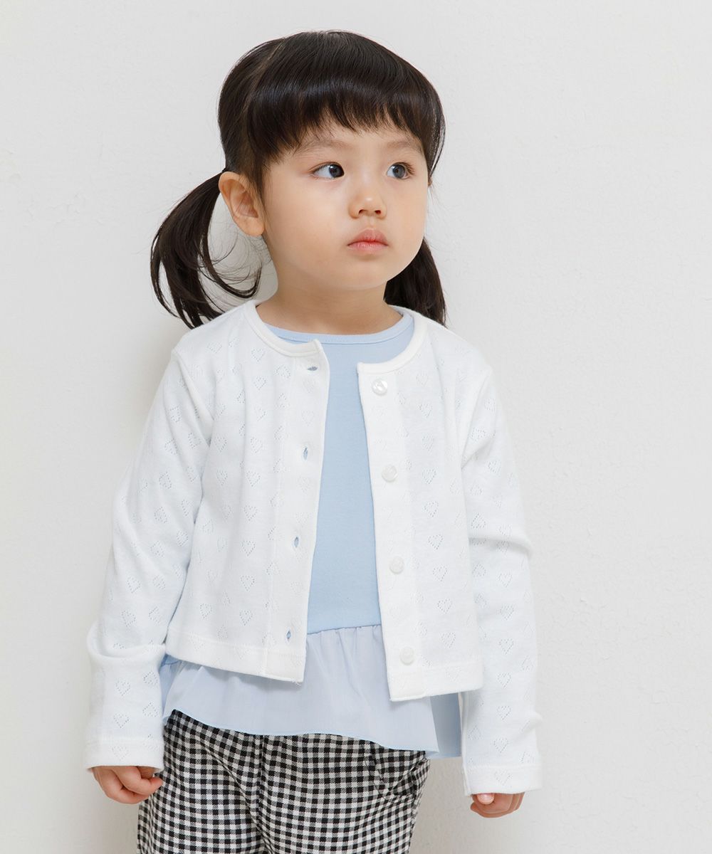 ベビー服 女の子 ベビーサイズ綿100％ハート柄カーディガン オフホワイト(11) モデル画像3