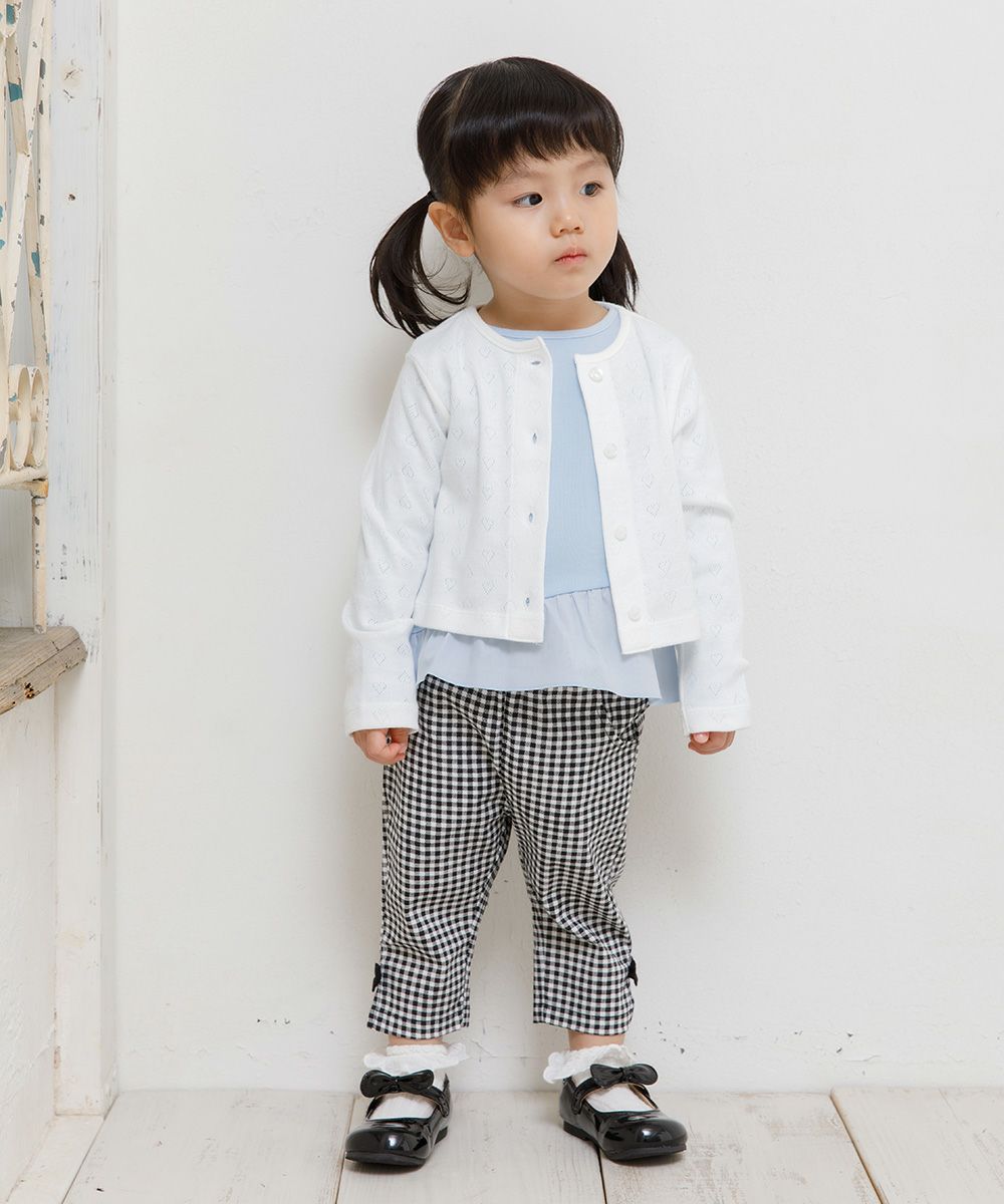 ベビー服 女の子 ベビーサイズ綿100％ハート柄カーディガン オフホワイト(11) モデル画像4