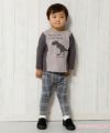 ベビー服 男の子 ベビーサイズチェック柄ニット10分丈パンツ チャコールグレー(93) モデル画像1