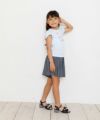 子供服 女の子 ウエストゴムプリーツキュロットパンツ グレー(09) モデル画像4