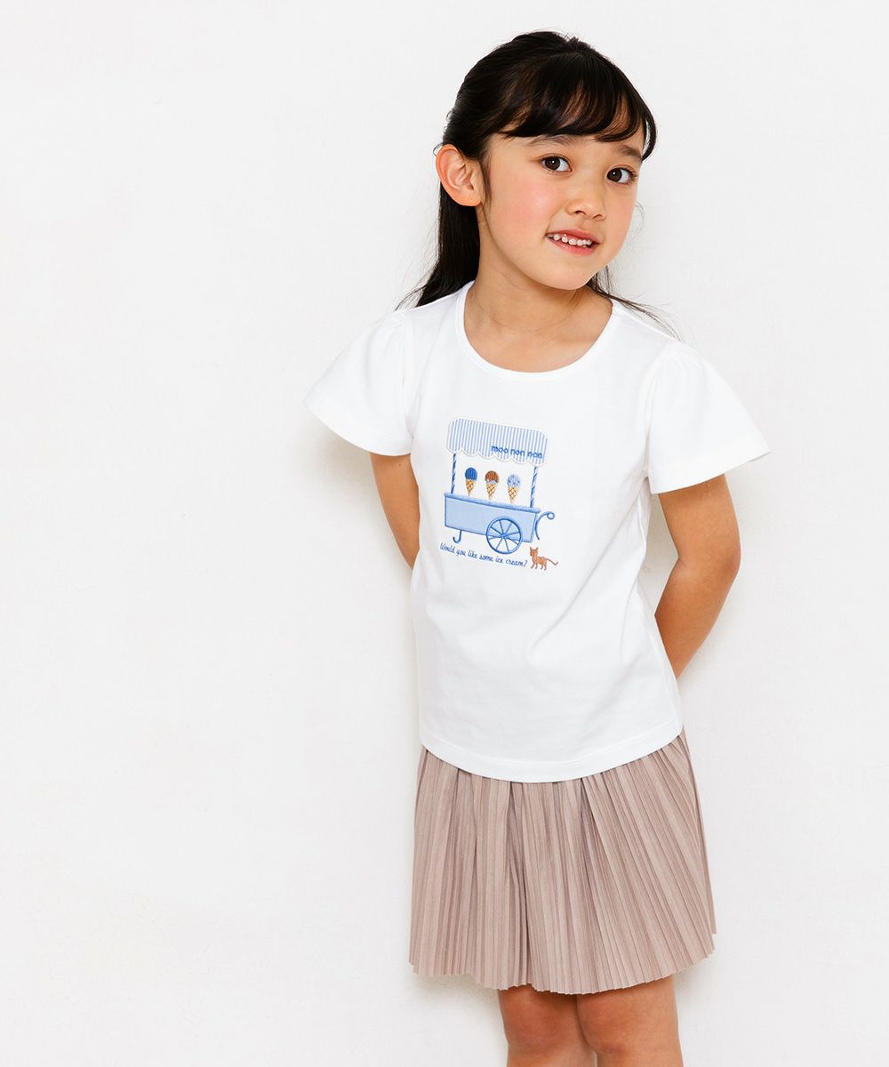 子供服 女の子 ウエストゴムプリーツキュロットパンツ ベージュ(51) モデル画像3