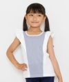 子供服 女の子 ストライプ柄フリル付きTシャツ オフホワイト(11) モデル画像アップ