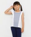 子供服 女の子 ストライプ柄フリル付きTシャツ オフホワイト(11) モデル画像2