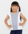 子供服 女の子 ストライプ柄フリル付きTシャツ オフホワイト(11) モデル画像3