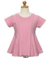 子供服 女の子 綿100％ラインストーンロゴフレアーシルエットTシャツ ピンク(02) トルソー正面