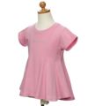子供服 女の子 綿100％ラインストーンロゴフレアーシルエットTシャツ ピンク(02) トルソー斜め