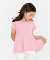 子供服 女の子 綿100％ラインストーンロゴフレアーシルエットTシャツ ピンク(02) モデル画像2