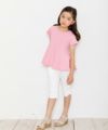 子供服 女の子 綿100％ラインストーンロゴフレアーシルエットTシャツ ピンク(02) モデル画像3