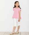 子供服 女の子 綿100％ラインストーンロゴフレアーシルエットTシャツ ピンク(02) モデル画像4