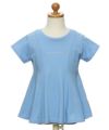 子供服 女の子 綿100％ラインストーンロゴフレアーシルエットTシャツ ブルー(61) トルソー正面