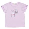 子供服 女の子 綿100％ドレッサー＆猫プリントフリルつきTシャツ パープル(91) 正面