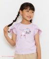 子供服 女の子 綿100％ドレッサー＆猫プリントフリルつきTシャツ パープル(91) モデル画像1