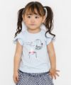 ベビー服 女の子 ベビーサイズ綿100％ドレッサー＆猫プリントフリルつきTシャツ ブルー(61) モデル画像アップ