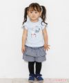 ベビー服 女の子 ベビーサイズ綿100％ドレッサー＆猫プリントフリルつきTシャツ ブルー(61) モデル画像全身